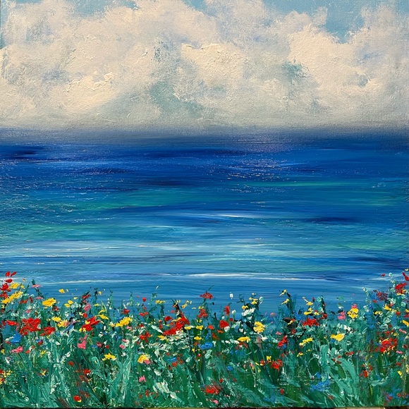 Other - Large Original acrylic beach wildflower painting